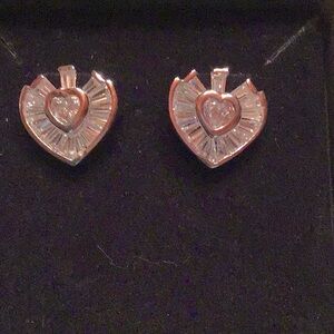 New Silvertone Rhodium plated post earring. Clear CZ’S 1/2”x1/2”